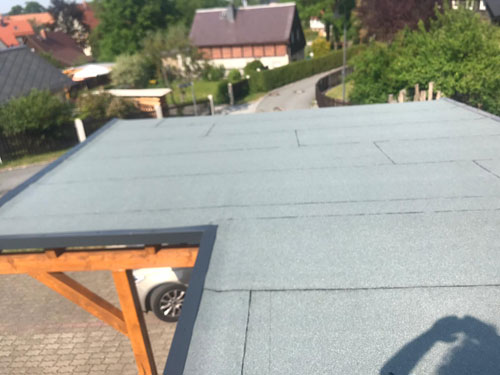 2 lagige Bitumenabdichtung mit Randabdeckung in Alu RAL 7016